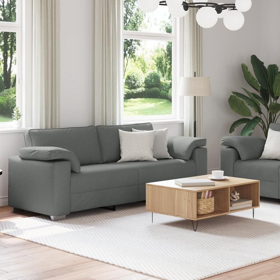 VidaXL Bankstel Set van 2 Donkergrijs Stof 160 x 77 x 82 cm Duurzaam