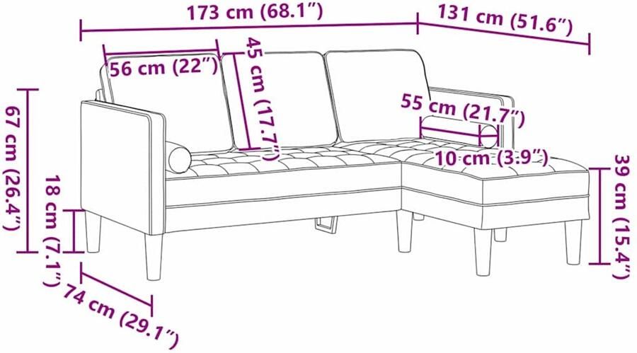VidaXL 2-delige sofa set met kussens in lichtgrijze stof