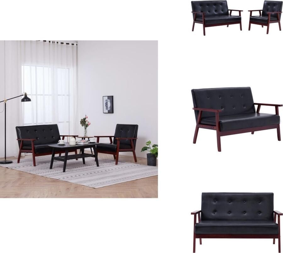 VidaXL Bankstel Bankstellen Bank Stel Bank Stellen 2-delig Bankstel kunstleer zwart