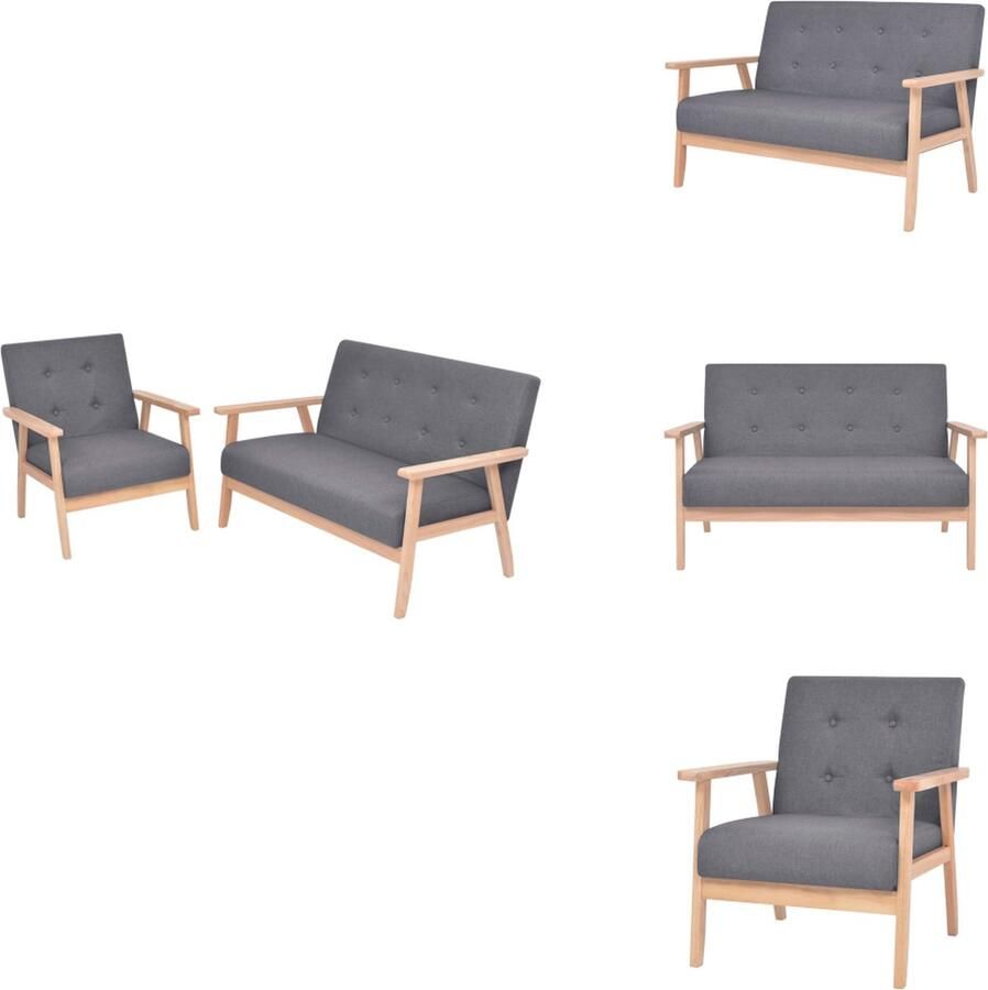 VidaXL Bankstel Bankstellen Bank Stel Bank Stellen Bankstel stof donkergrijs 2-delig