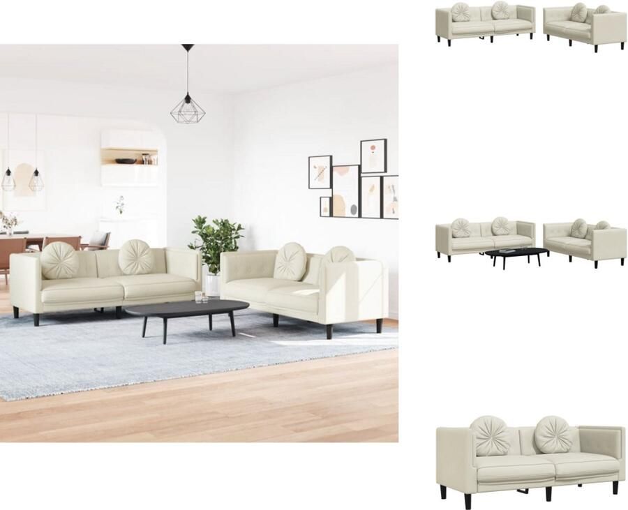 VidaXL Bankstel Bankstellen Bankenset Bank 2-delige Loungeset met kussens fluweel crèmekleurig