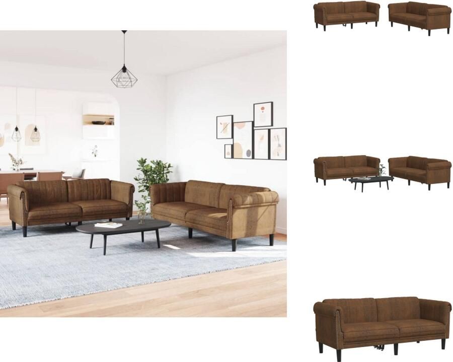 VidaXL Bankstel Bankstellen Bankenset Sofa 2-delige Loungeset fluweel bruin