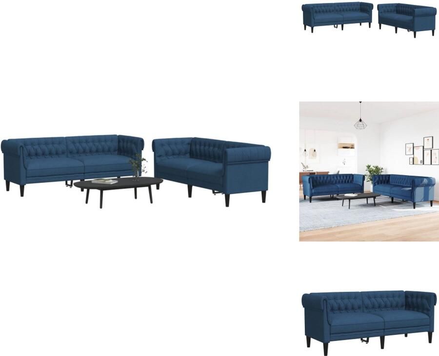 VidaXL Bankstel Bankstellen Bankenset Sofa 2-delige Loungeset stof blauw
