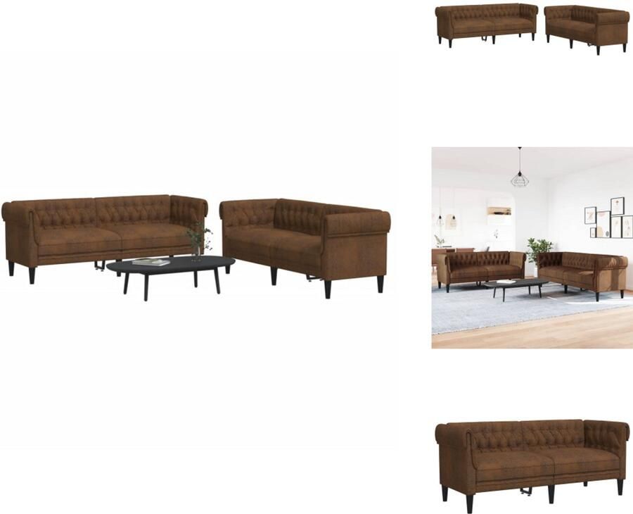 VidaXL Bankstel Bankstellen Bankenset Sofa 2-delige Loungeset stof bruin