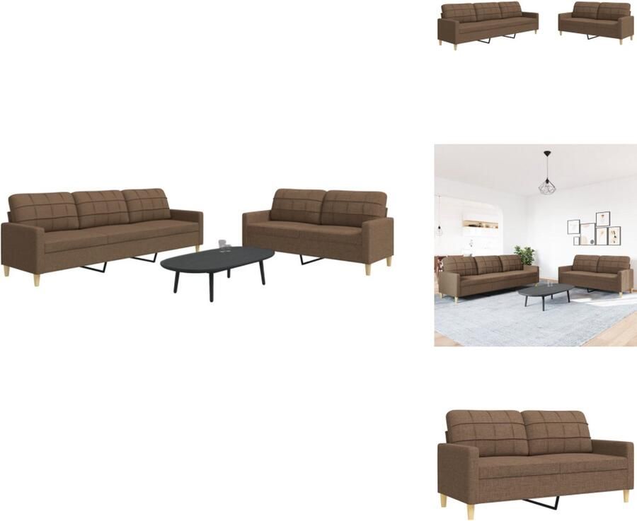 VidaXL Bankstel Bankstellen Bankenset Sofa 2-delige Loungeset stof bruin