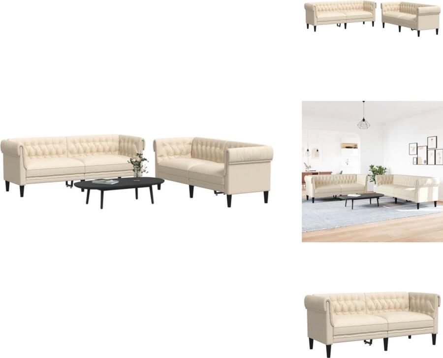 VidaXL Bankstel Bankstellen Bankenset Sofa 2-delige Loungeset stof crèmekleurig