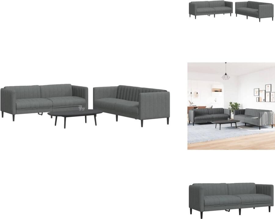 VidaXL Bankstel Bankstellen Bankenset Sofa 2-delige Loungeset stof donkergrijs