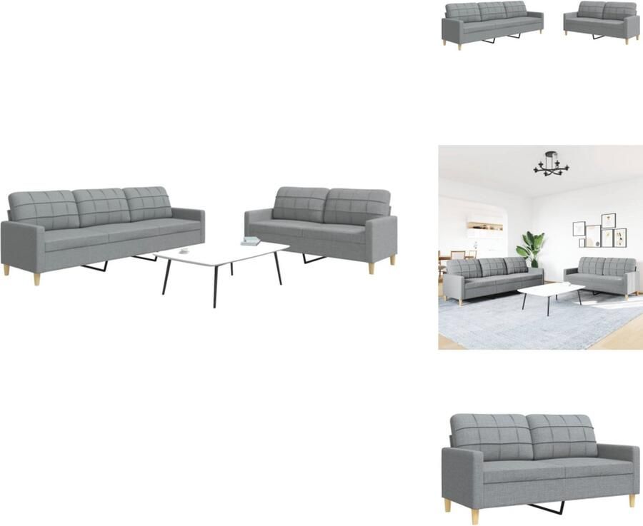 VidaXL Bankstel Bankstellen Bankenset Sofa 2-delige Loungeset stof lichtgrijs