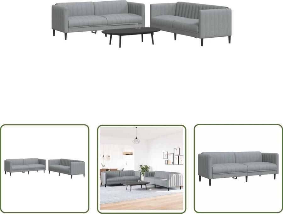 The Living Store Loungebank Light Grey 2-zits en 3-zits Modern Design Comfortabele Zitervaring Draagvermogen 110 kg Loungeset Woonkamerinrichting Bankstellen Grijze Bank Stoffen Bank - Foto 2