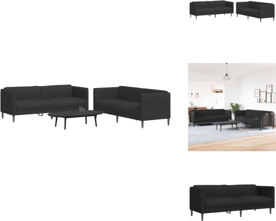 VidaXL Bankstel Bankstellen Bankenset Sofa 2-delige Loungeset stof zwart