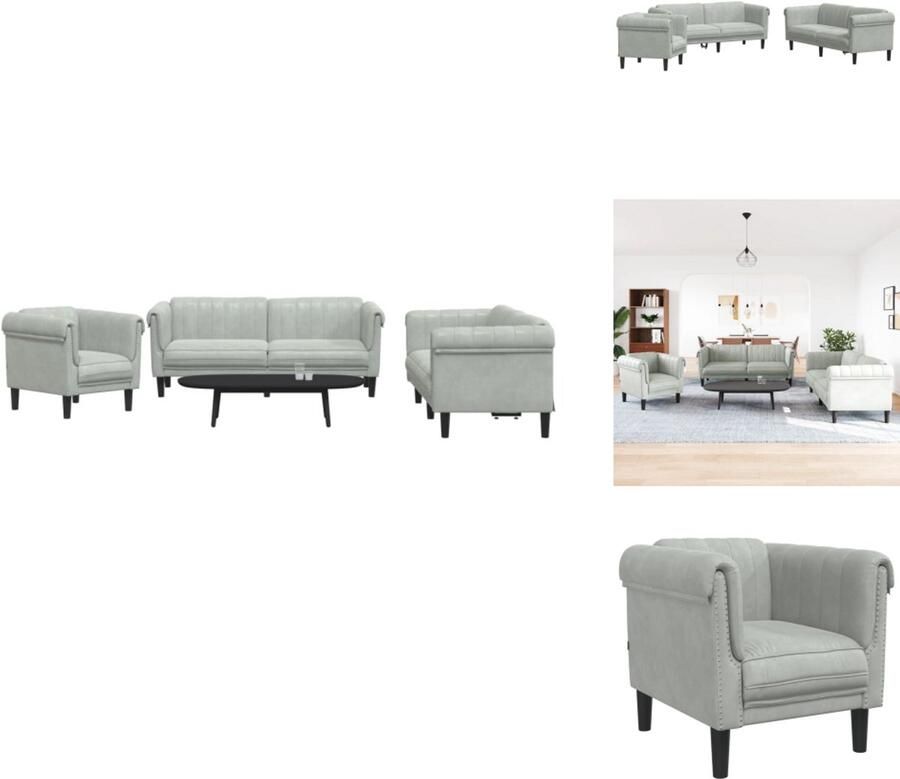 VidaXL Bankstel Bankstellen Bankenset Sofa 3-delige Loungeset fluweel lichtgrijs