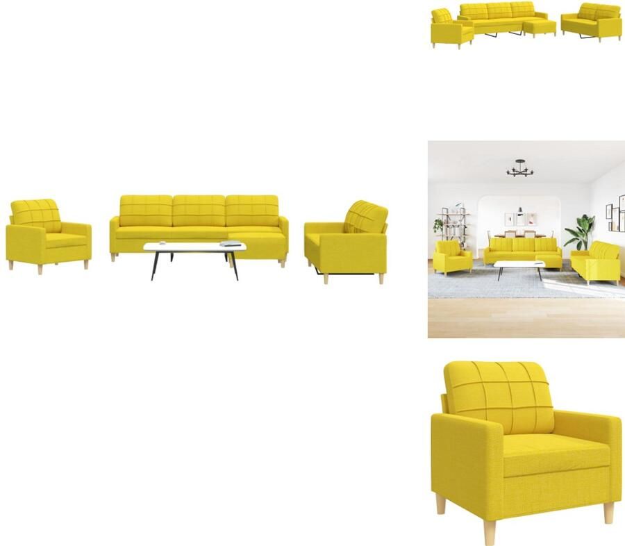 VidaXL Bankstel Bankstellen Bankenset Sofa 4-delige Loungeset met voetenbank stof lichtgeel