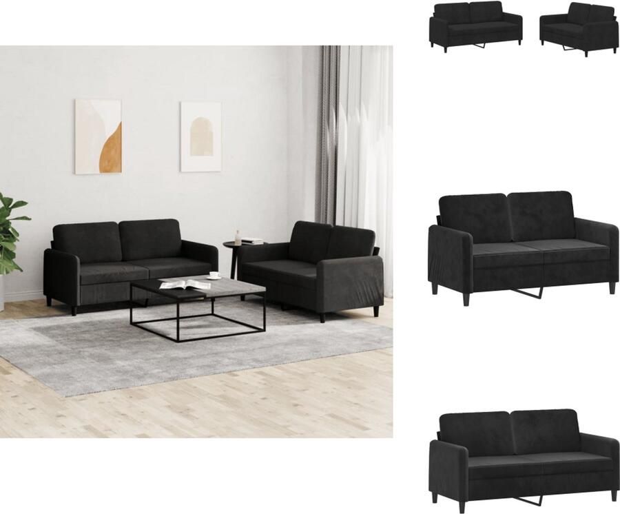 VidaXL Bankstel Bankstellen Fauteuil 2-zitsbank 2-delige Loungeset fluweel zwart