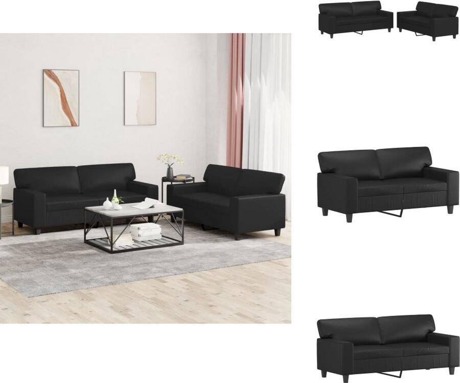 VidaXL Bankstel Bankstellen Fauteuil 2-zitsbank 2-delige Loungeset kunstleer zwart