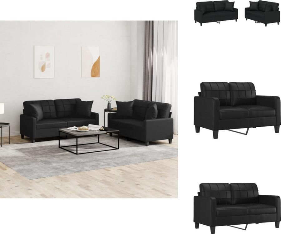 VidaXL Bankstel Bankstellen Fauteuil 2-zitsbank 2-delige Loungeset met kussens kunstleer zwart