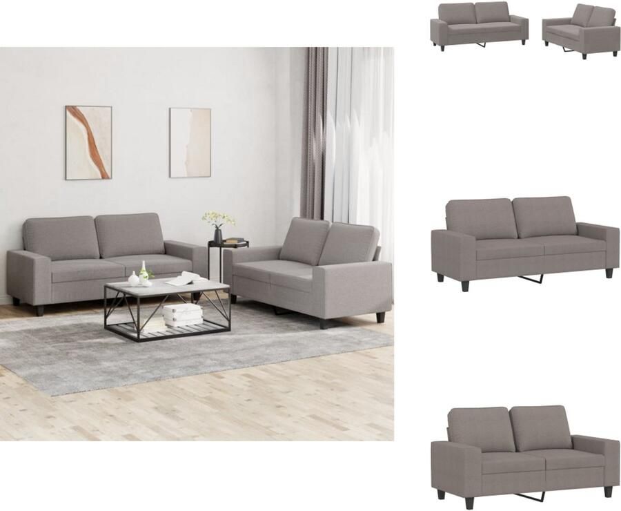 VidaXL Bankstel Bankstellen Fauteuil 2-zitsbank 2-delige Loungeset stof taupe