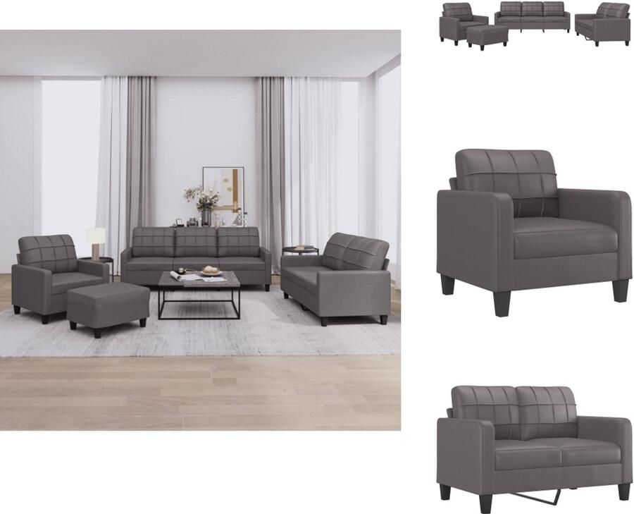 VidaXL Bankstel Bankstellen Fauteuil 2-zitsbank 4-delige Loungeset met kussens kunstleer bruin
