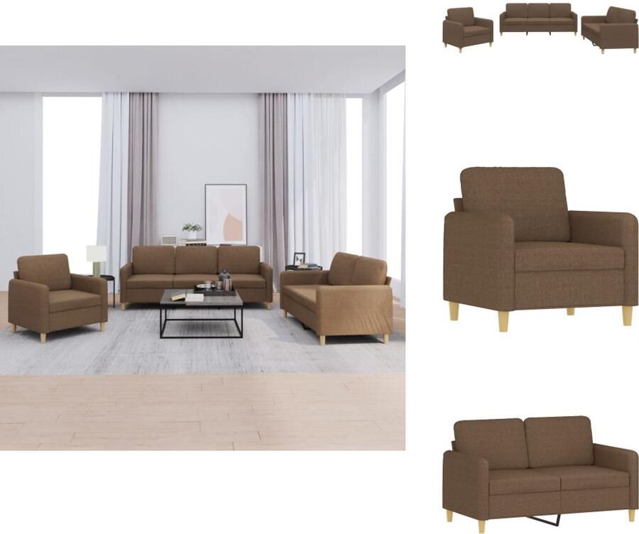VidaXL Bankstel Bankstellen Fauteuil 2-zitsbank 4-delige Loungeset met kussens stof bruin