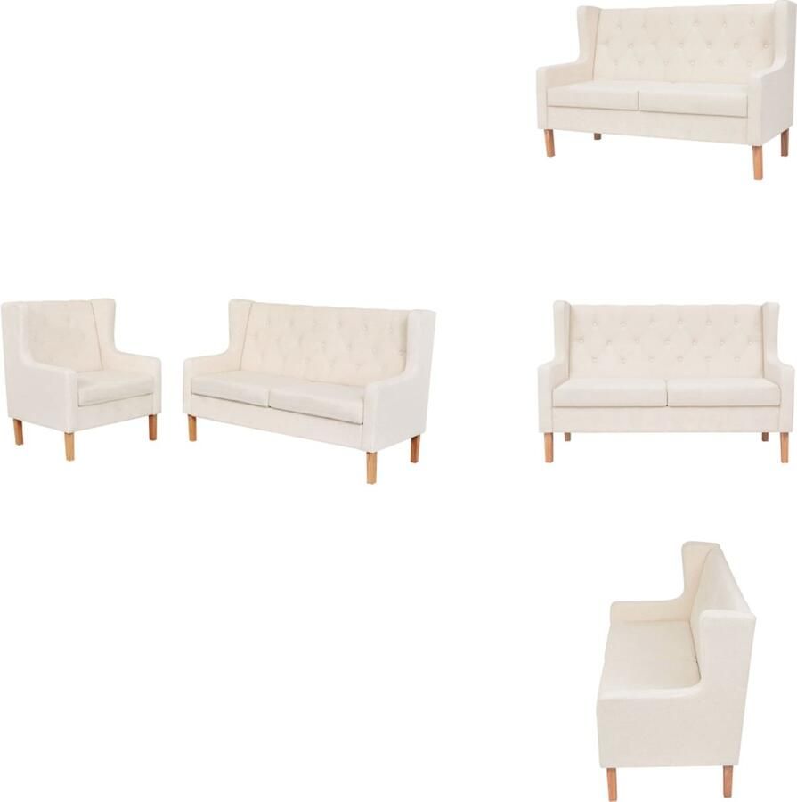 VidaXL Bankstel Bankstellen Moderne Bank Moderne Banken Bankstel 2+1 stof crèmewit 2-delig