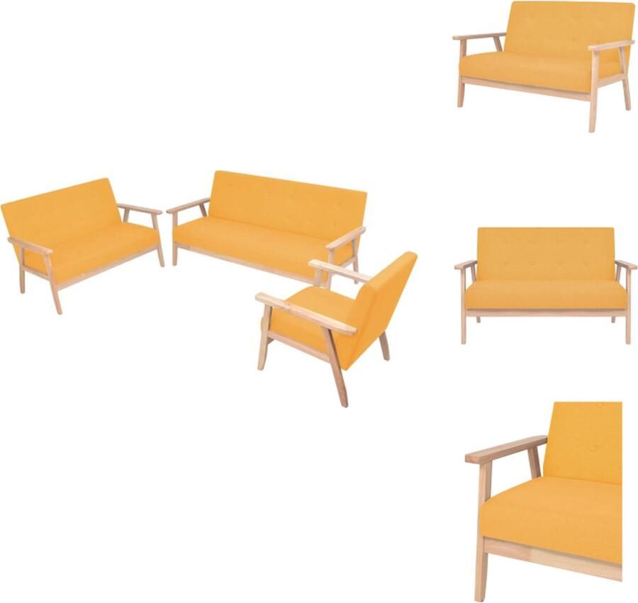 VidaXL Bankstel Bankstellen Moderne Bank Moderne Banken Bankstel stof geel 3-delig