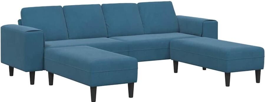 VidaXL Bankstel 3 pcs Blauw Fluweel