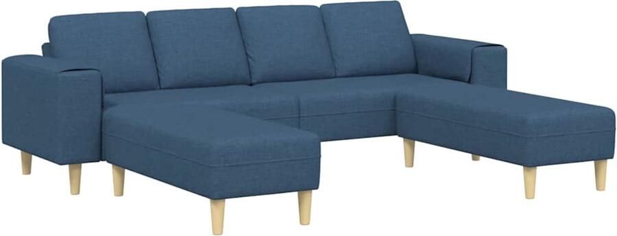 VidaXL Bankstel 3 pcs Blauw Stof