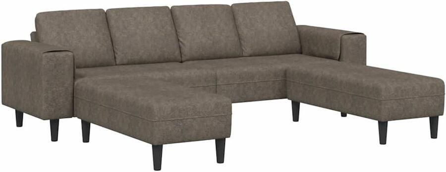 VidaXL Bankstel 3 pcs Donkergrijs Faux suede leer