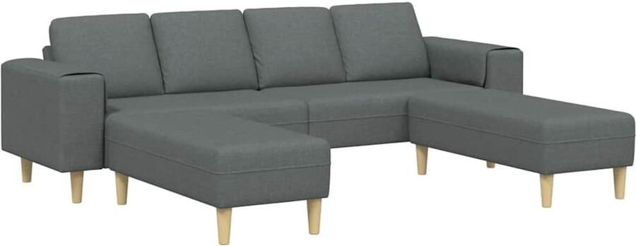 VidaXL Bankstel 3 pcs Donkergrijs Stof