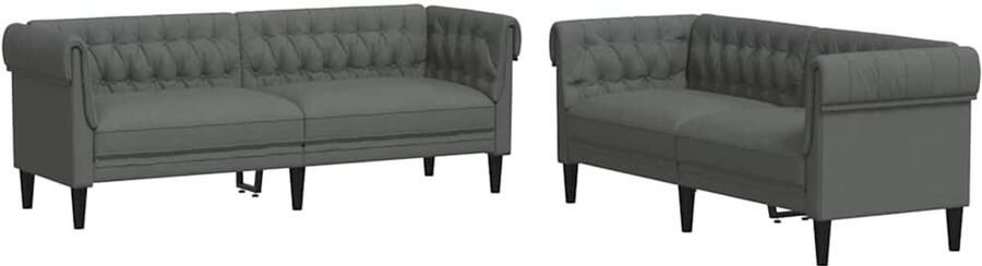 VidaXL Bankstel 2 pcs Donkergrijs Stof