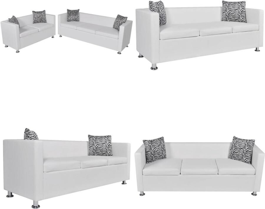 VidaXL Bankstel kunstleer wit Bank Banken Bankstellen Banken Sets