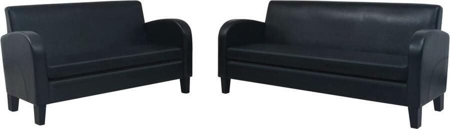 VidaXL -Bankstel-kunstleer-zwart-2-delig - Foto 2