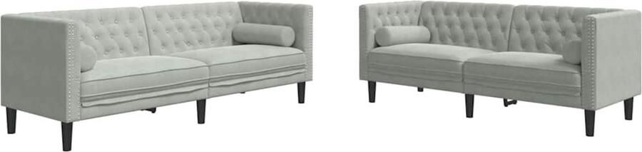 VidaXL Bankstel 2 pcs Lichtgrijs Fluweel