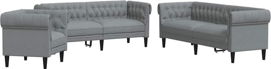 VidaXL Bankstel 3 pcs Lichtgrijs Stof