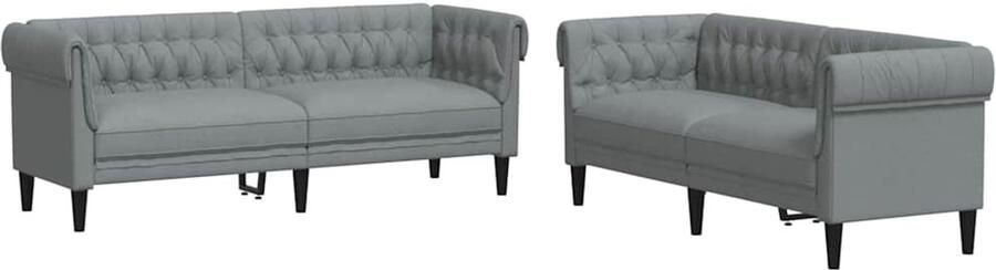 VidaXL Bankstel 2 pcs Lichtgrijs Stof