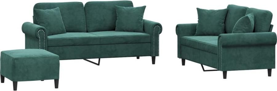 The Living Store Bankstel Velvet 2-zits Donkergroen Comfortabele Zitervaring Loungebank Bankstel Velvet Bank Groene Bank 2 Persoons Bank