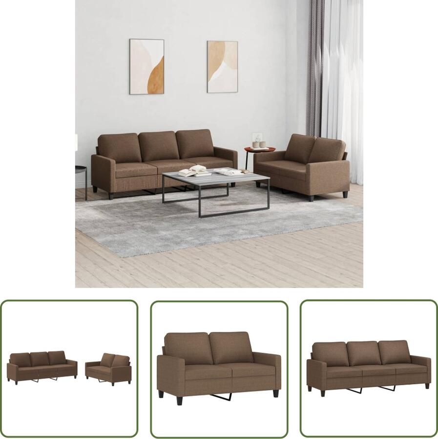 The Living Store Loungeset Oxford 2-zitsbank 138x77x80 Driezitsbank 198x77x80 Bruin Loungeset Bankstel Buitenmeubel Tuinset Loungehoek