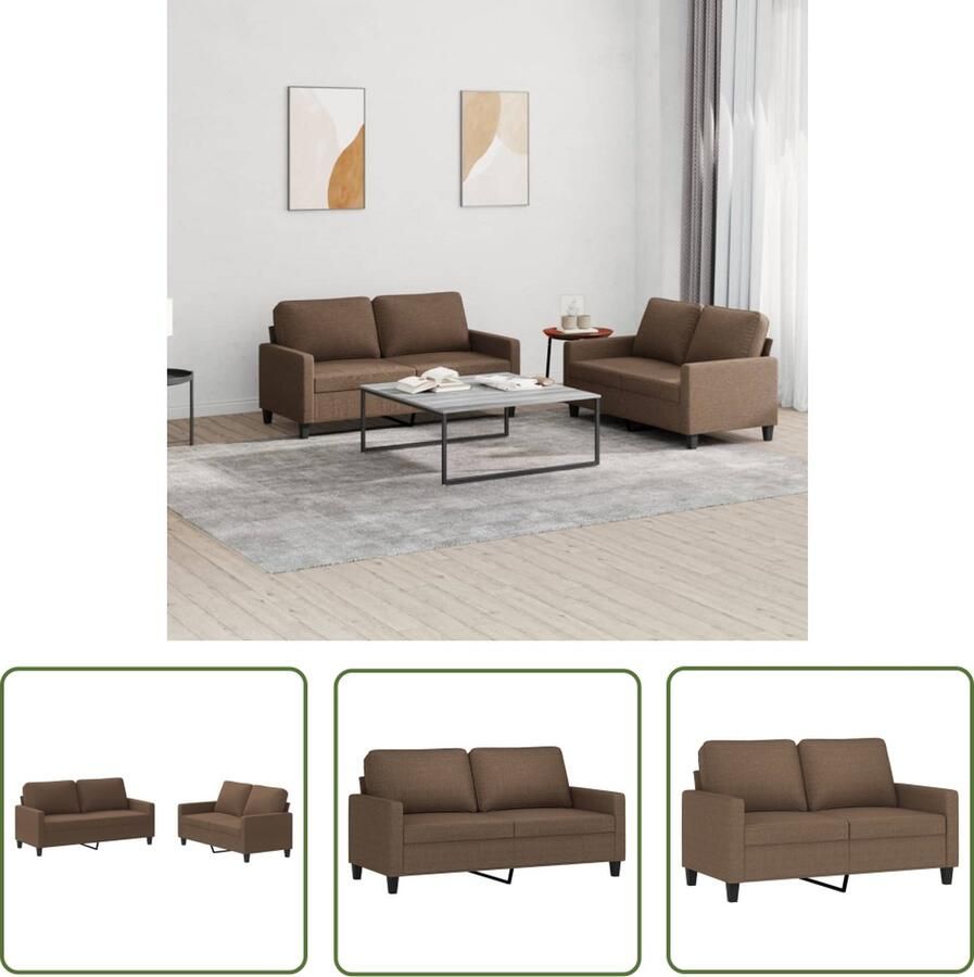 The Living Store 2-delige Loungeset met kussens stof bruin Loungeset Bankstel Buitenmeubel Tuinset Relaxstoel