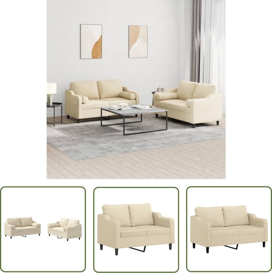 The Living Store Loungeset Sofie 2-zitsbank Crème 120 cm Comfortabele zitervaring Loungeset Bankstel Twee Persoons Bank Lounge Set Buitenbank