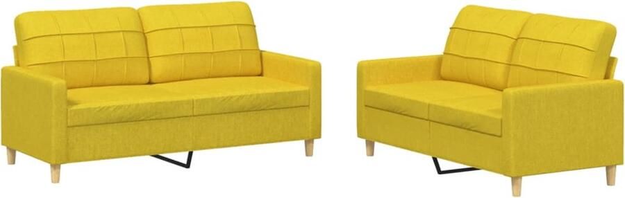 VidaXL Bankstel Loungeset 2-delige Loungeset met kussens stof lichtgeel Tuinset Lounge Meubilair Outdoor Furniture
