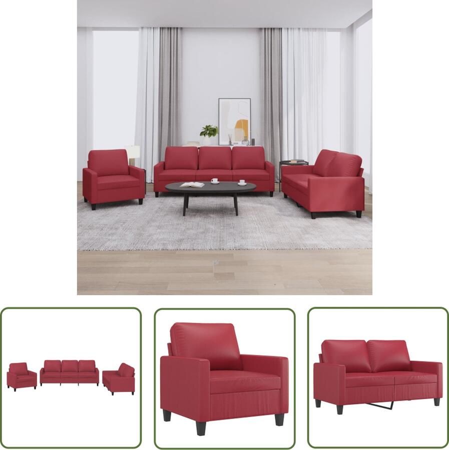 The Living Store Loungebank Wijnrood Kunstleer 2-zitsbank 138 x 77 x 80cm Stabiel frame en comfortabele zitervaring Loungeset Bankstel Tuinmeubel Lounge Set Buitenleven
