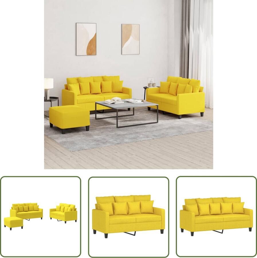 The Living Store Loungeset Comfort Bank Afmeting- 138 x 77 x 80 cm Kleur- lichtgeel Loungeset Bankstel Buitenset Tuinlounge Lounge Set