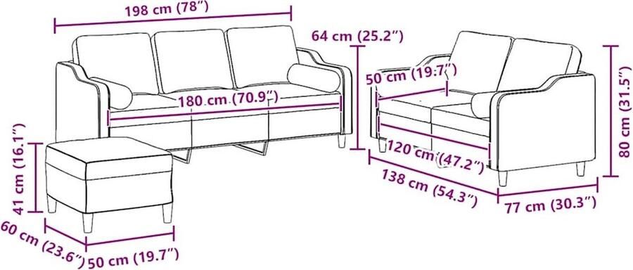 VidaXL Bankstel Loungeset 3-delige Loungeset met kussens stof lichtgrijs Tuinset Loungemeubilair Relaxstoel