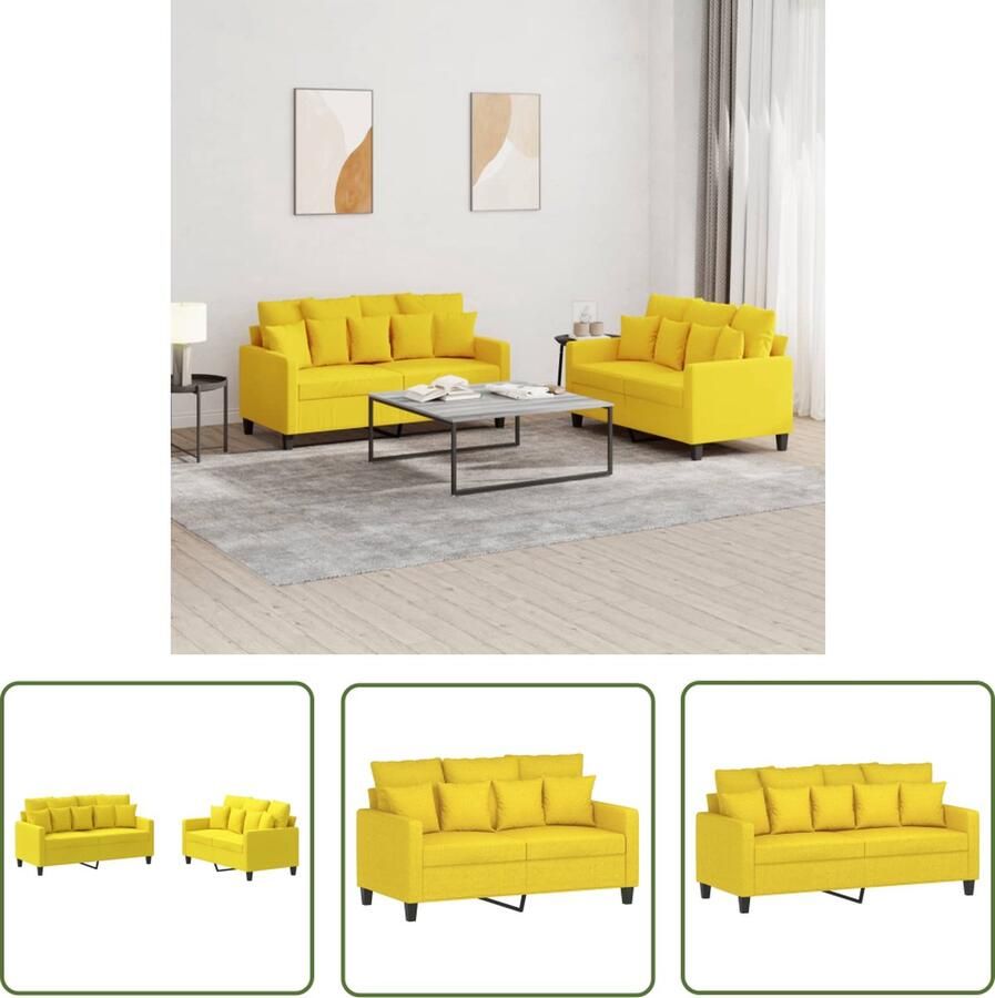 The Living Store Loungeset 2-zitsbank Lichtgeel 138 x 77 x 80 cm (B x D x H) Loungestof Bankstel Buitenbank Tuinset Loungemateriaal