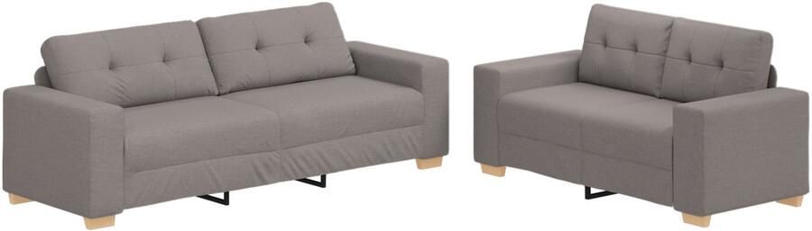 VidaXL Bankstel met kussen 2 pcs Taupe 221 x 78 x 80 cm Stof