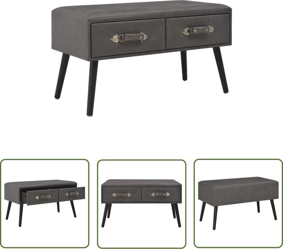 The Living Store Opbergbank Kunstleer 80 x 40 x 46 cm Grijs Opbergbank Bankstel Zitbank Lounge Bank Stoffen Bank - Foto 2
