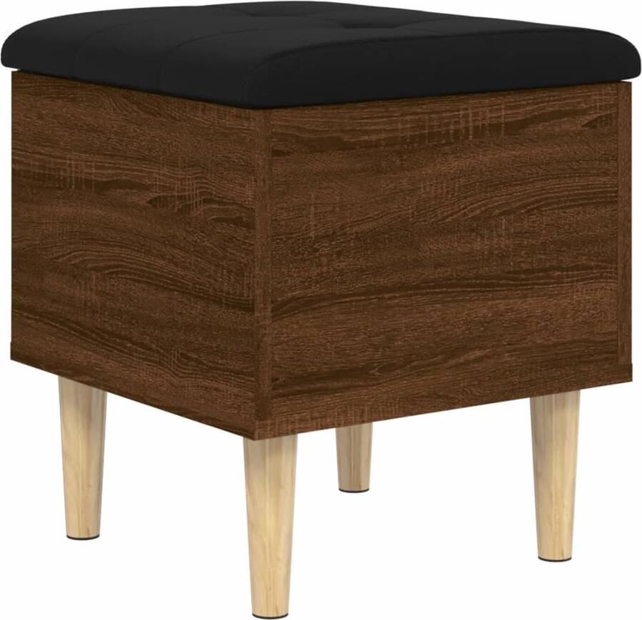 The Living Store Opbergbankje 42x42x46 cm bewerkt hout bruin eikenkleur Opbergbank Gangbank Bench Met Opbergvak Kastjesbank Meubilair