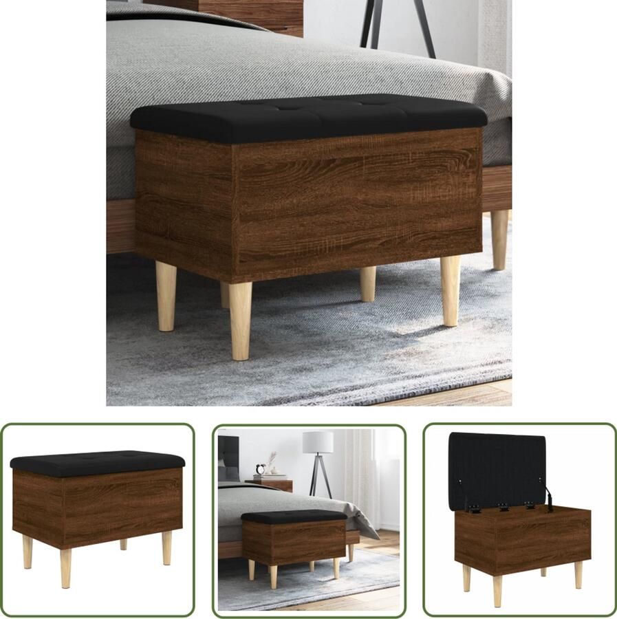 VidaXL Opbergbankje 62x42x46 cm bewerkt hout bruin eikenkleur Opbergbank Bankstel Salontafel Kast Decoratie
