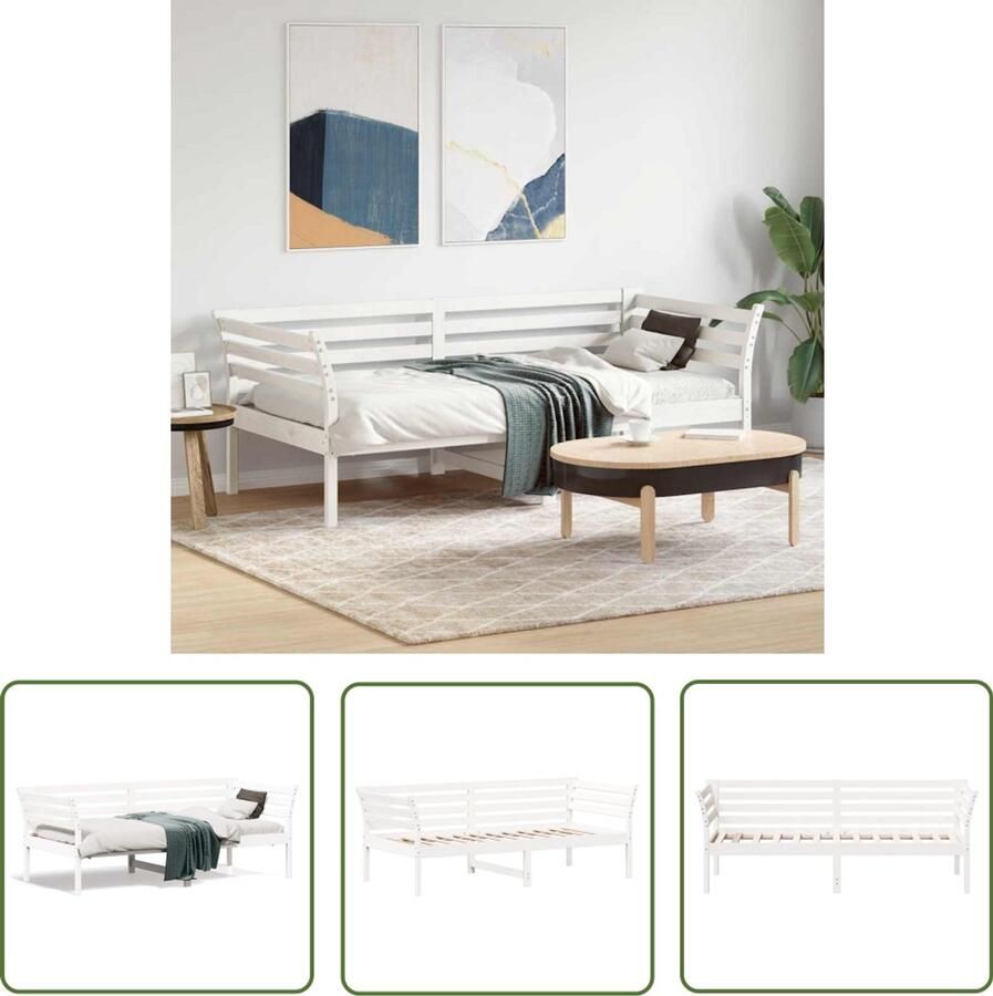 VidaXL Slaapbank zonder matras 75x190 cm massief grenenhout wit Slaapbank Bankstel Compact Design Grenenhout Witte Kleur