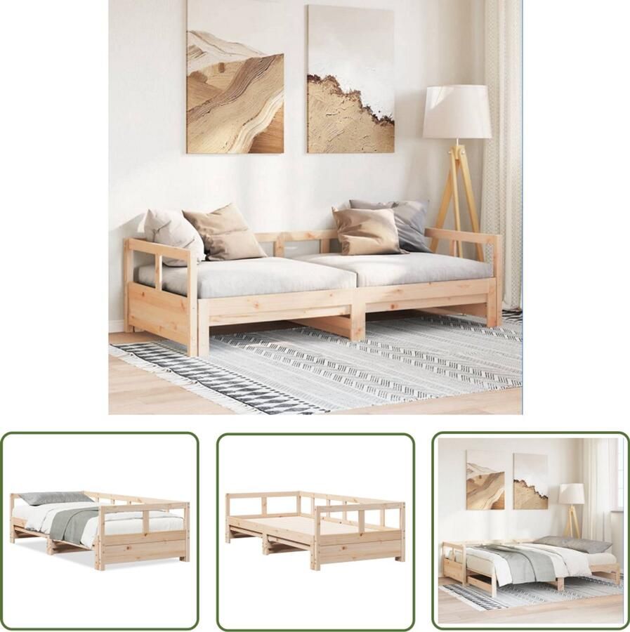 VidaXL Slaapbank zonder matras 80x200 cm massief grenenhout Slaapbank Bankstel Houten Bank Zweefdeurkast Stapelbaar