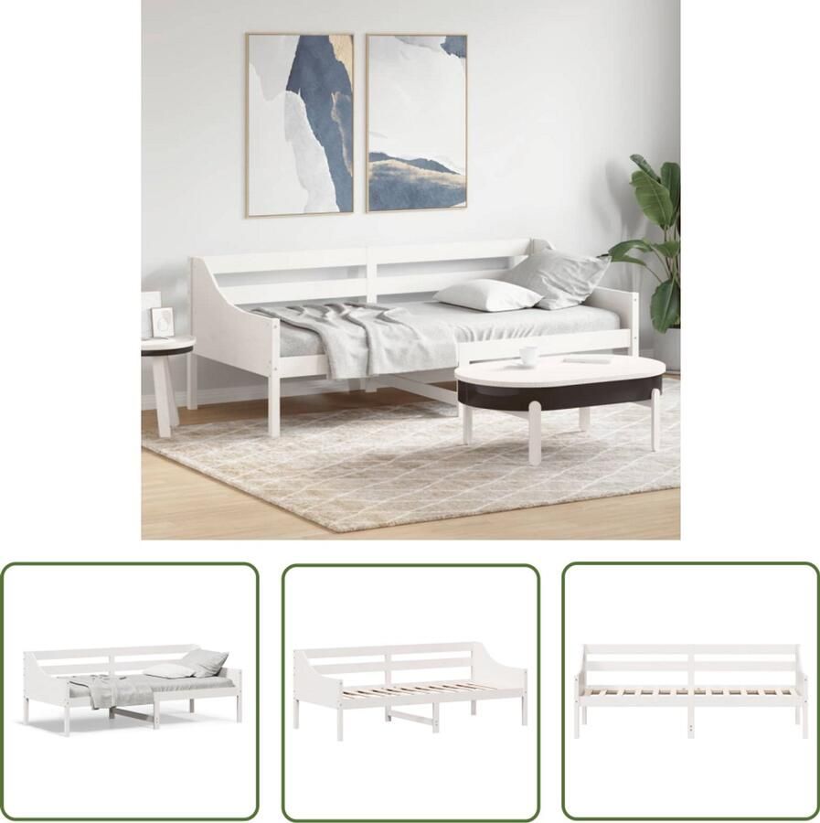 VidaXL Slaapbank zonder matras 80x200 cm massief grenenhout wit Slaapbank Bankstel Houten Bank Grenenhouten Bank Tweepersoonsbed